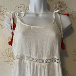 Rachel Zoe  Dress Size Small Linen Blend White Crochet Tassel Swim Cover  023